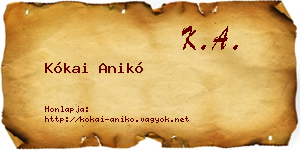 Kókai Anikó névjegykártya